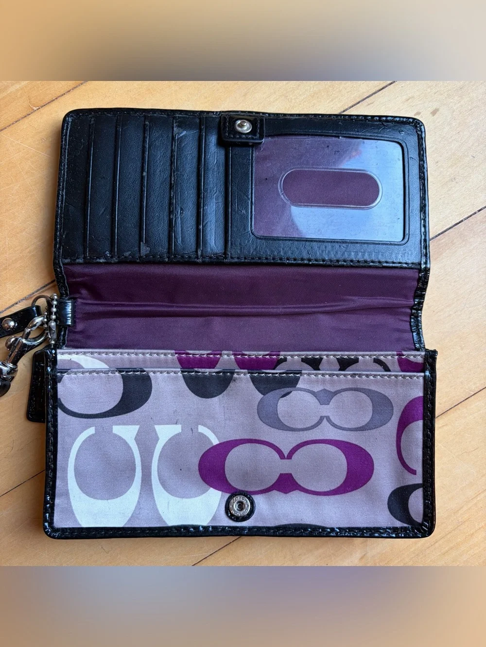 COACH Soho Optic Print Demi Clutch VTG Y2K Double Buckle Wristlet Wallet *READ*